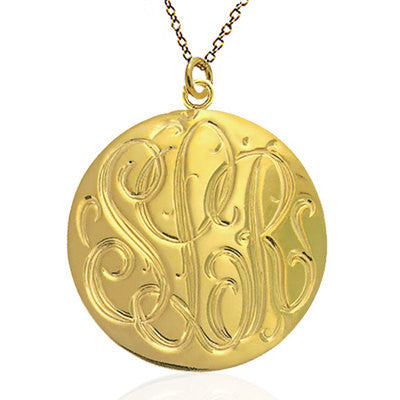 24K Rose Gold Plated Fancy Script Monogram Necklace