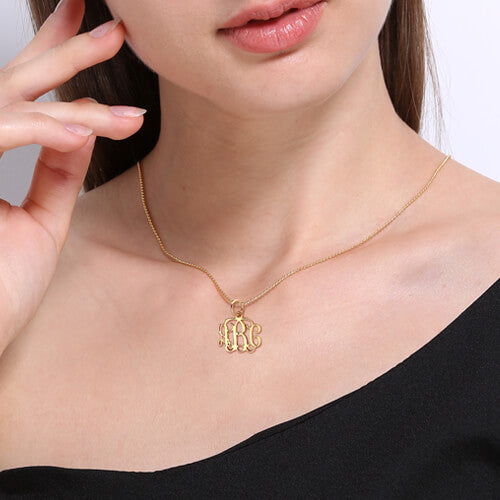 gold small monogram necklace